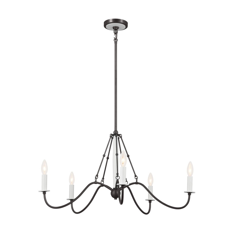Kichler 52455AVI Five Light Chandelier, Anvil Iron