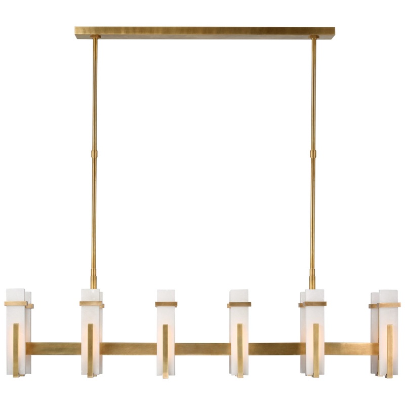 LED Linear Chandelier from the Malik Collection in Hand-Rubbed Antique Brass Finish by Visual Comfort Signature