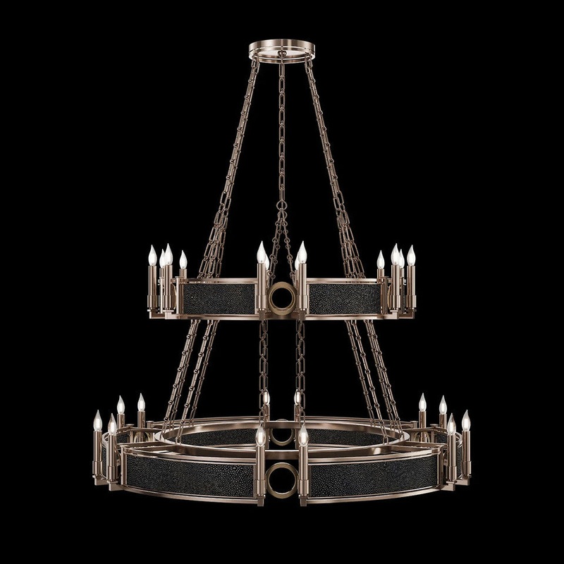 Mirage 50″W Round Chandelier Champagne/Brass/Black Knight