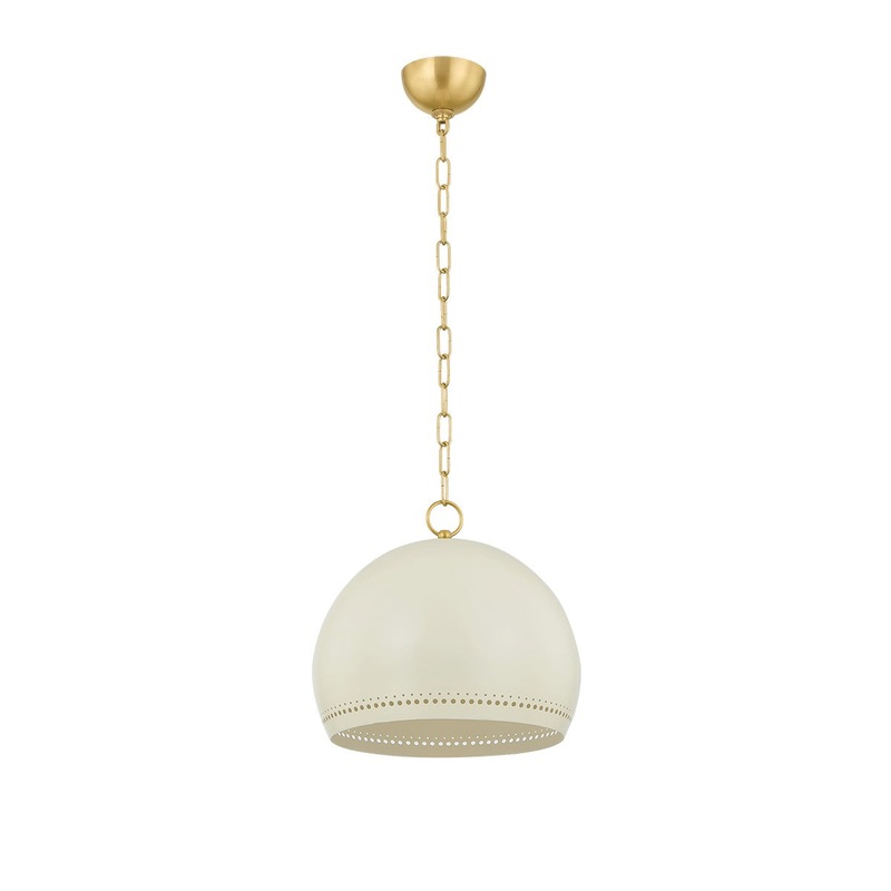 One Light Pendant from the Etna Collection in Aged Brass/Soft Cream Finish by Mitzi