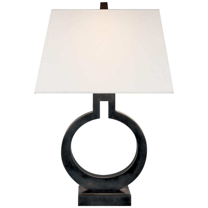 One Light Table Lamp from the Ring Collection in Bronze Finish by Visual Comfort Signature