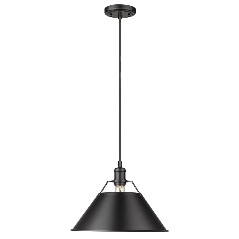 Orwell BLK 1 Light Pendant – 14″ in Matte Black with Matte Black Shade