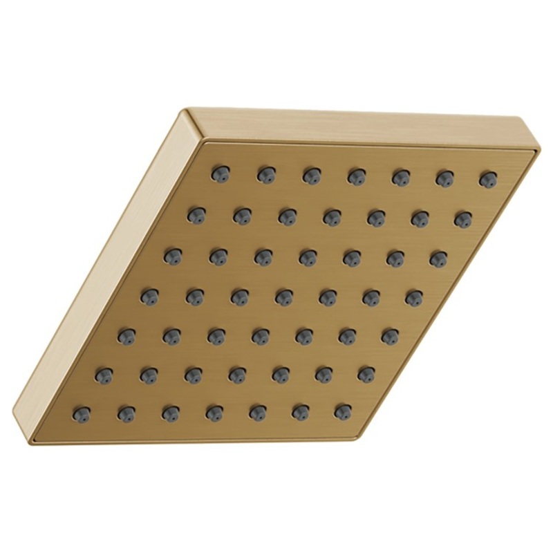 Showerhead Modern 1 Functions Square Brilliance Champagne Bronze 5 Inch 1.75 Gallons per Minute
