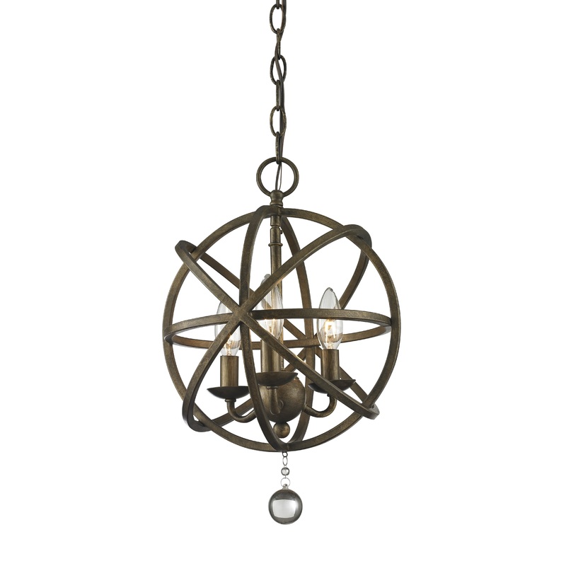 Three Light Pendant from the Acadia Collection in Golden Bronze Finish by Z-Lite