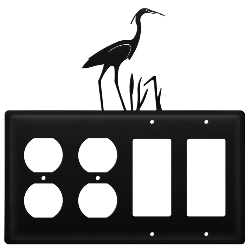 Village Wrought Iron EOOGG-133 Quad Heron Double Outlet and Double GFI Cover CUSTOM Product