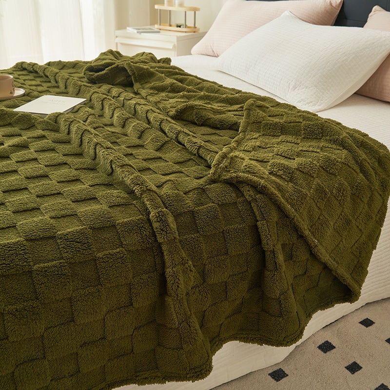 200*230CM Dark Green Ultra-Soft Waffle Textured Plush Fleece Blanket – Large Cozy All-Season Throw for Bed & Sofa