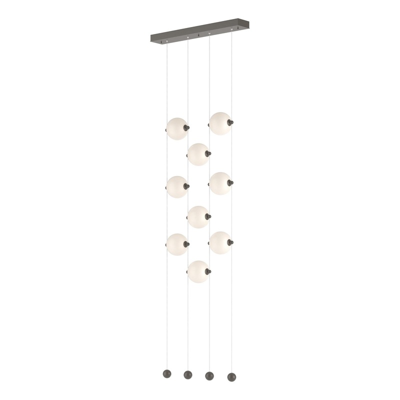 Abacus 9-Light Ceiling-to-Floor LED Pendant Dark Smoke Opal Glass (GG)