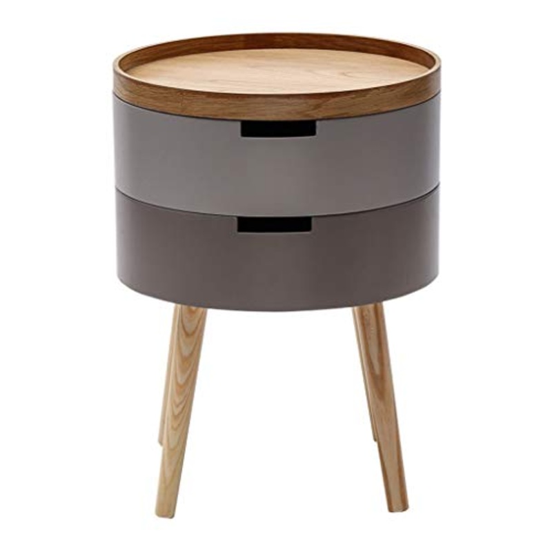 Comodini Minimalista Round 2 Strati Comodini Nordic Soggiorno Camera da Letto Comodino semplici tabelle finali Bagagli Cupboard Comodini Letto (Color : Gray)