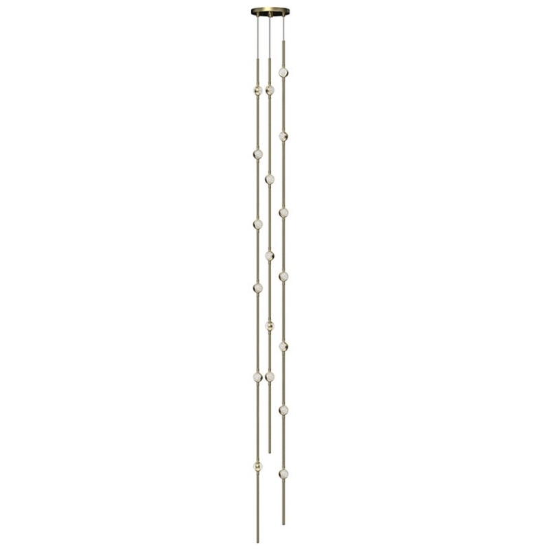 Constellation Andromeda Tall 6″ Round LED Pendant Satin Brass with Clear Faceted Acrylic 2700K 20′ Adjustable Cord