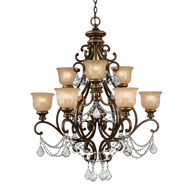 Crystorama 7509-BU-CL-S Norwalk Nine Light Chandelier Bronze Umber
