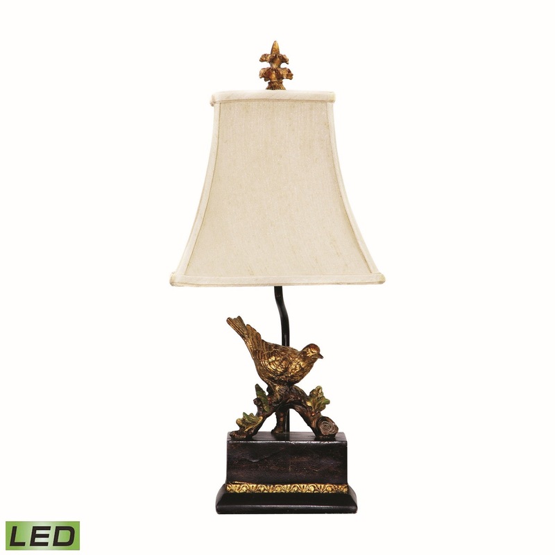 ELK Home 91-171-LED Perching Robin LED Table Lamp Antique Black