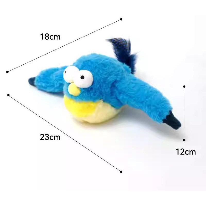 Interactive Flapping Wing Bird Toy for Cats & Dogs,Motion Activated with Sound(Bondi Blue Bird)