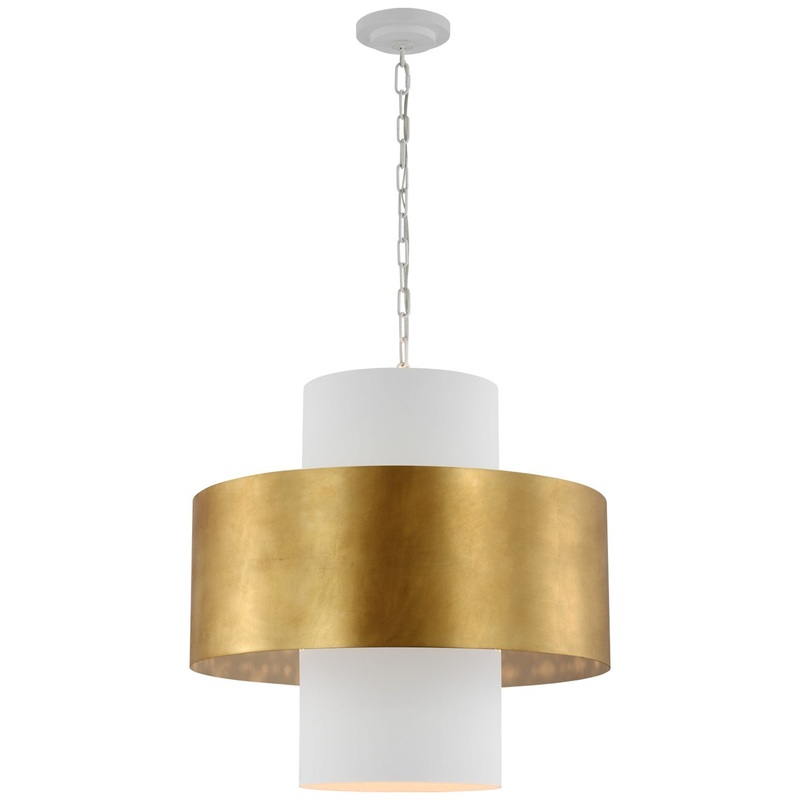 LED Pendant from the Chalmette Collection in Plaster White And Gild Finish by Visual Comfort Signature