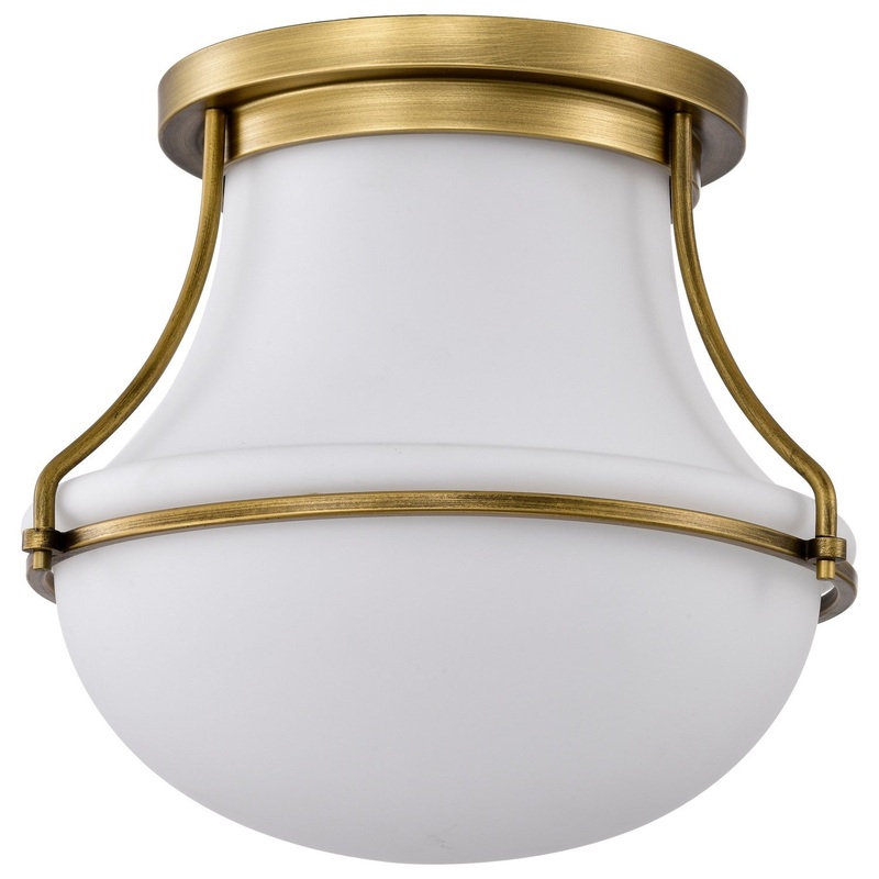 One Light Flush Mount from the Valdora Collection in Natural Brass Finish by Nuvo Lighting