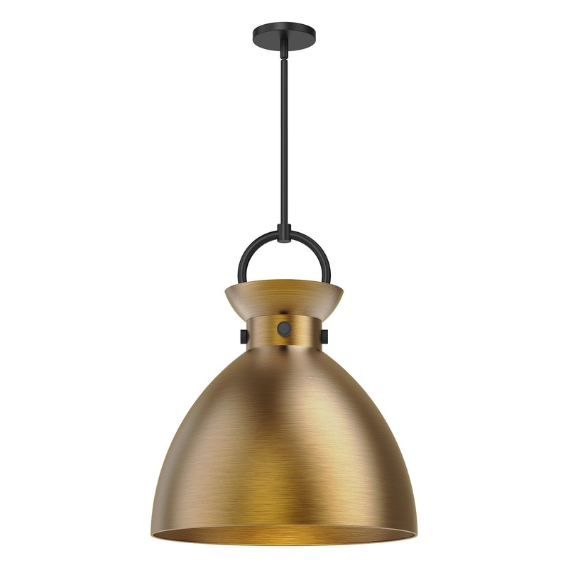 One Light Pendant from the Waldo Collection in Aged Gold|Aged Gold/Matte Black|Matte Black/Aged Gold Finish by Alora