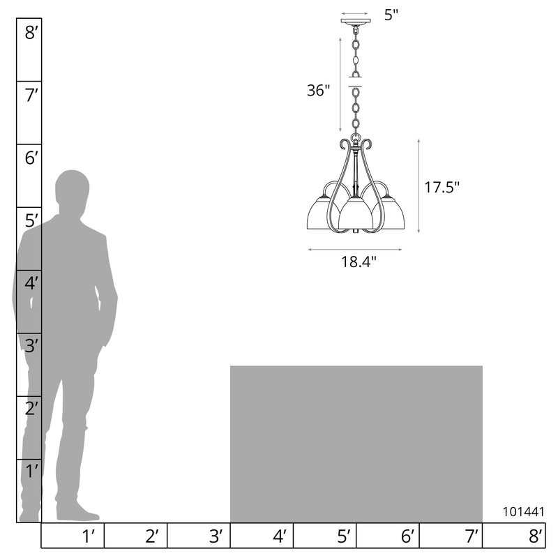 Sweeping Taper 3-Arm Chandelier White Water Glass (LL)