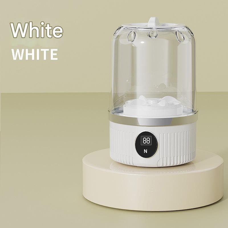 White Travel-Friendly Mini Washing Machine – USB Powered, Automatic, for Small Loads