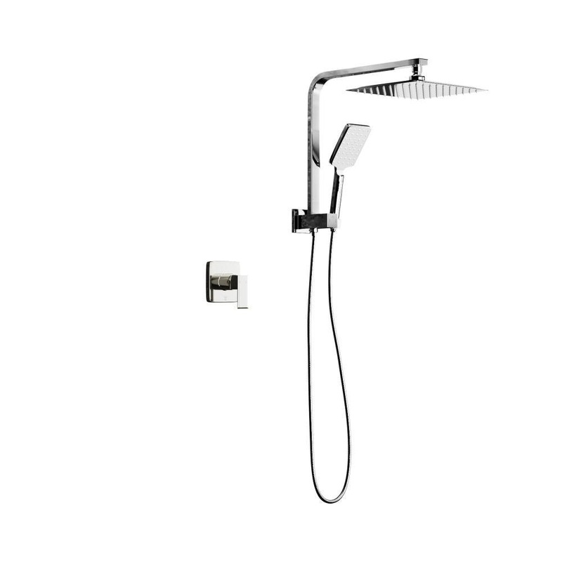 10″ Rain Shower Head Set with Mixer Square 3-Mode Black
