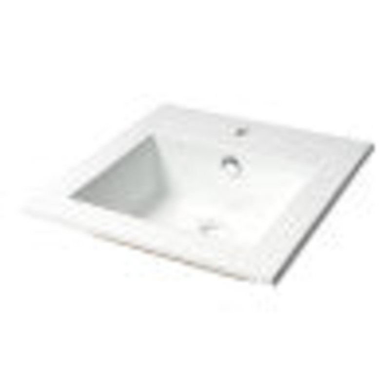 ALFI brand ABC801 White 17″ Square Drop In Ceramic Sink with Faucet Hole