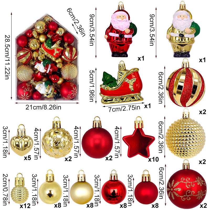 Boot Cut 72-Piece Christmas Bauble Set – Hand-Painted House and Round Ornaments