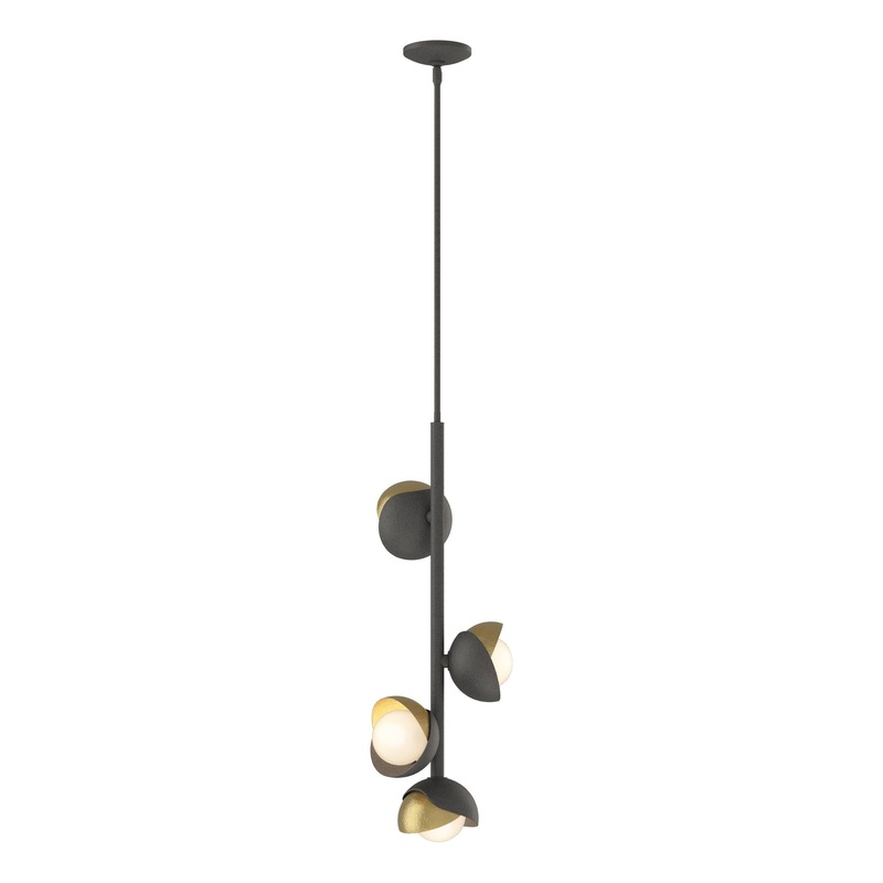 Brooklyn 4-Light Double Shade Vertical Pendant Natural Iron Modern Brass