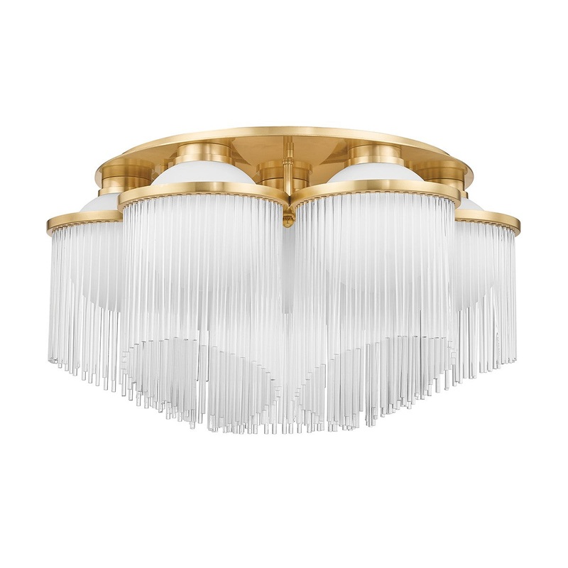 Corbett Lighting 398-26-AGB Celestial Seven Light Semi Flush Mount Aged Brass