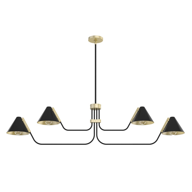 Four Light Chandelier from the Grove Isle Collection in Matte Black Finish by Hunter