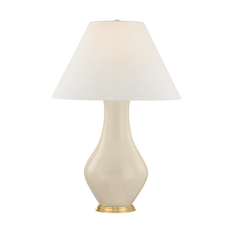 Hanslope 1-Light Table Lamp Aged Brass/Ceramic French Muslin