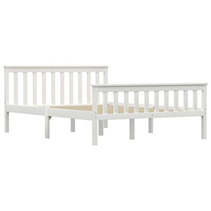 Lasamot Struttura Letto in Legno massello di Pino per Adulti, Bambini, Struttura Letto con 4 cassetti, Bianco, Dimensioni Materasso Adatte 140×200 cm (Senza Materasso)