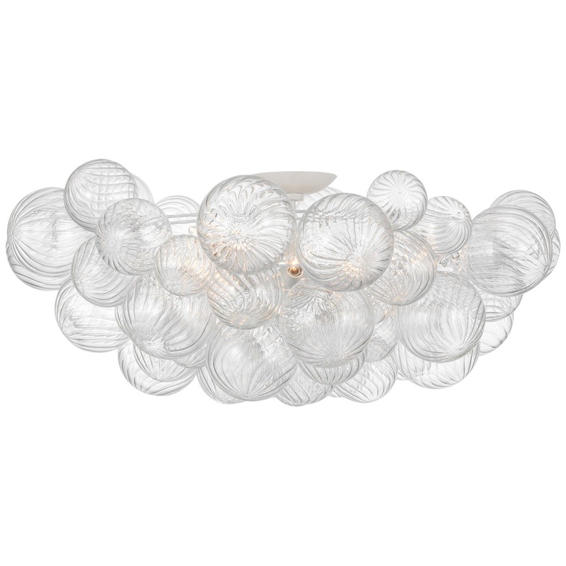 LED Flush Mount from the Talia Collection in Plaster White And Clear Swirled Glass Finish by Visual Comfort Signature