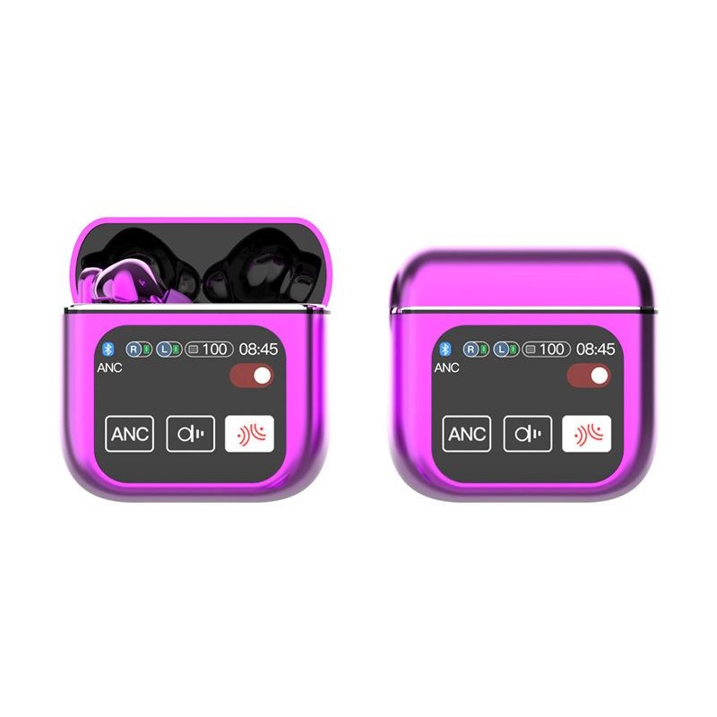 TWS Bluetooth Earbuds with 1.9 HD Touch Screen Case – ANC/ENC Noise Reduction(Purple)”