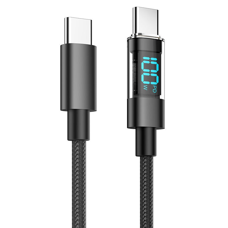 2 Meter Type-C To Type-C 4-Piece Set 1m 100W Super Fast Charge Transparent Aluminum Shell Digital Display Data Cable – Dual-Head Type-C Fast Charge Cable