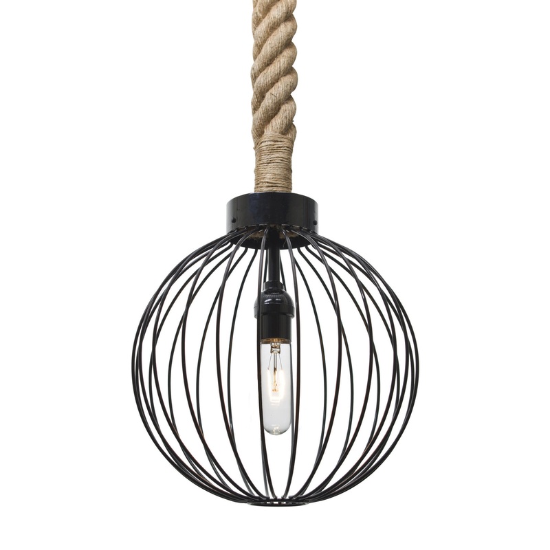 Besa 1JT-SULTANA-G-BK Sultana Rope One Light Pendant Black