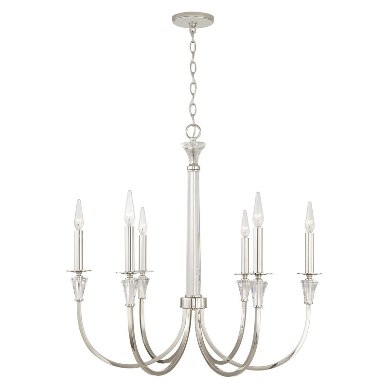 Capital Lighting 441861PN Laurent 6 Light Chandelier Polished Nickel