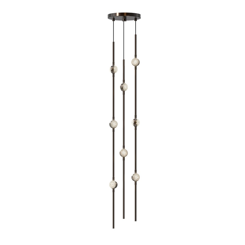 Constellation Andromeda Short 6″ Round LED Pendant Espresso Black with Clear Faceted Acrylic 2200K 20′ Adjustable Cord