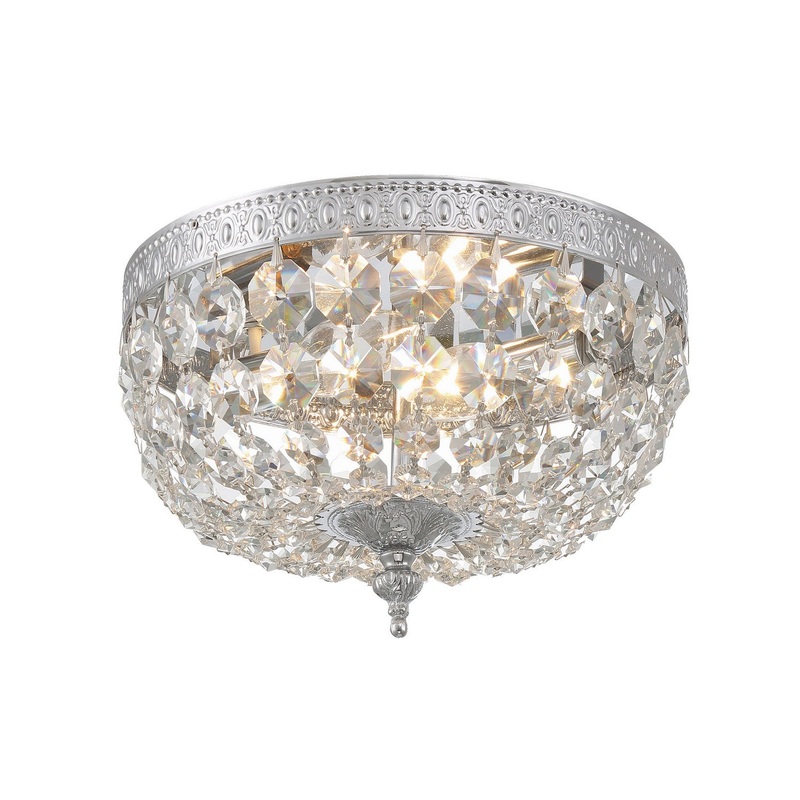 Crystorama 708-CH-CL-MWP Ceiling Mount Two Light Flush Mount Polished Chrome