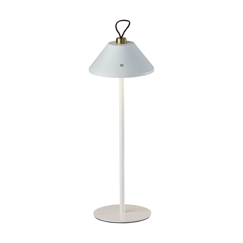 Danny LED Cordless Table Lamp White & Antique Brass