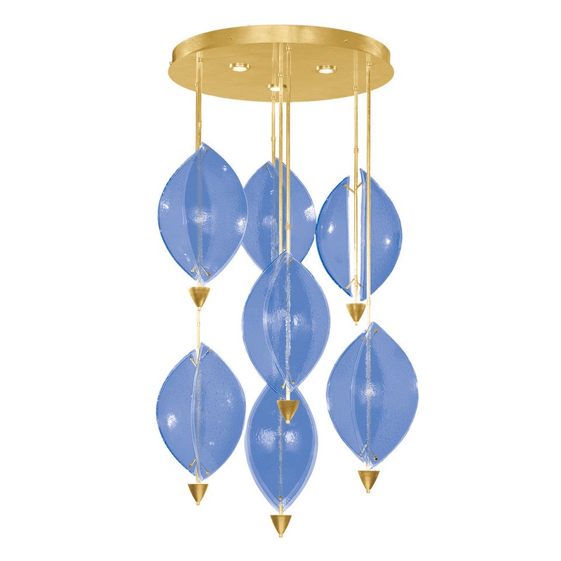 Embark 40″W Round Pendant Gold Leaf/Blue