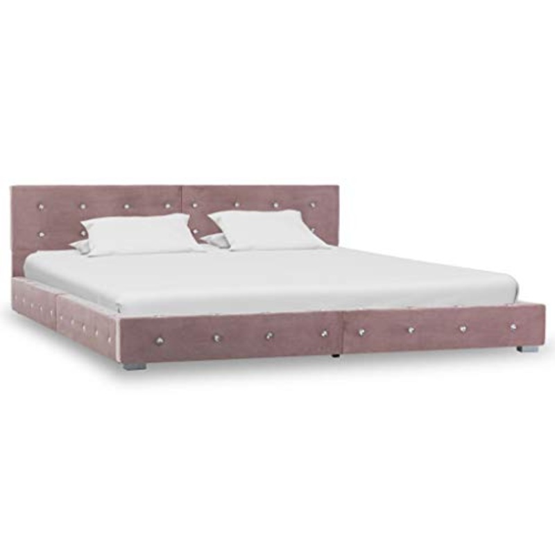 Festnight Struttura Letto Singolo,Struttura Letto Matrimoniale in Velluto,Giroletto Matrimoniale,Letto in Velluto,Letto Moderno,Letto Moderno,Letto con Doghe,120×200/140×200/160×200 cm/180×200 cm