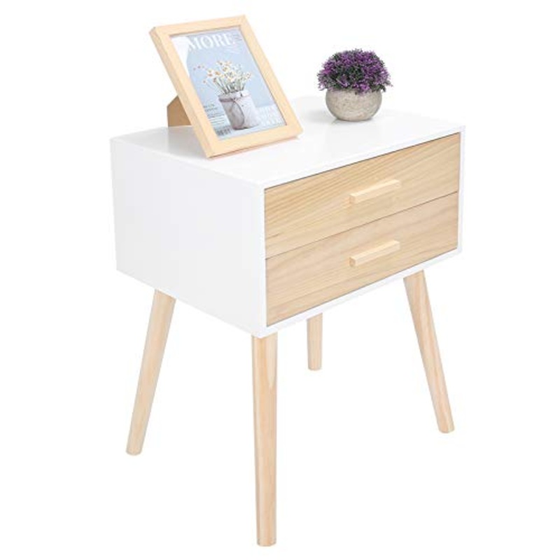 HYM Camice da Comodino in Legno Moderno da Notte in Legno con 2 Cassetti Comodino per Camera da Letto per La Casa