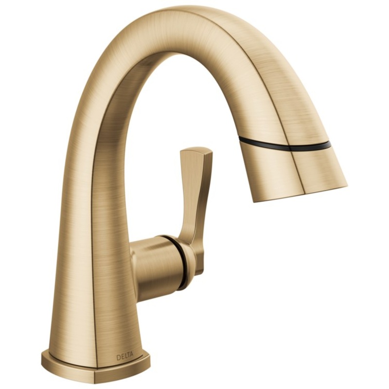 Lavatory Faucet Stryke 1 Lever ADA WaterSense Lumicoat Champagne Bronze Pull Down 1.2 Gallons per Minute