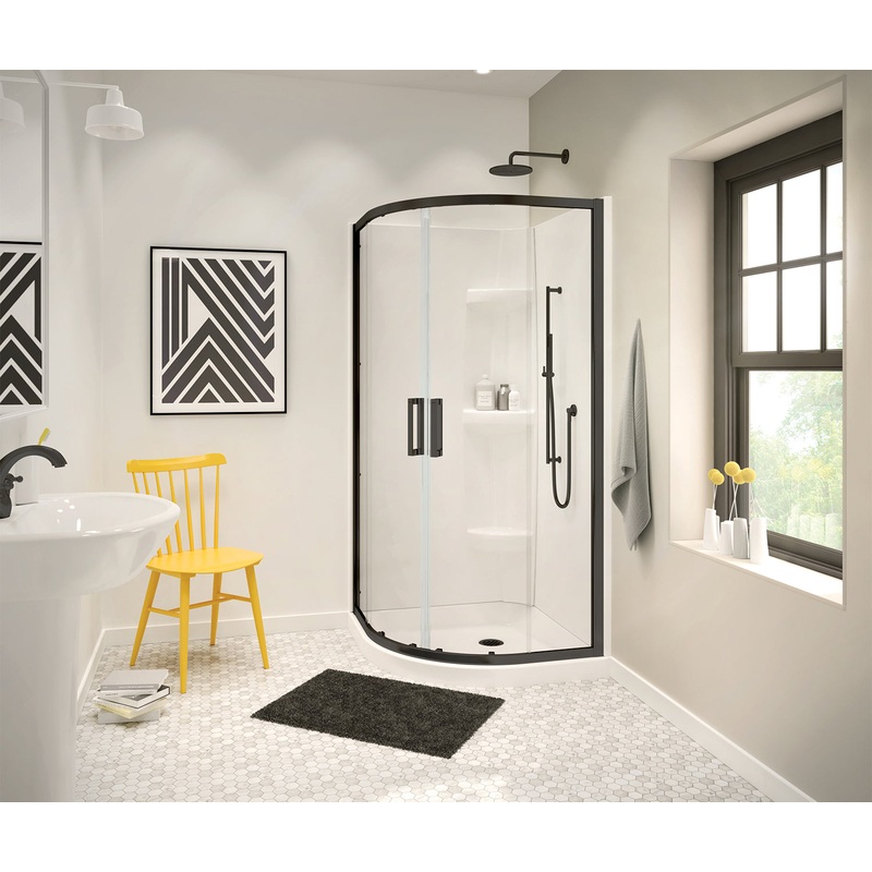 MAAX 137444-900-340-000 Radia Neo-round 36 x 36 x 71  in. 6 mm Sliding Shower Door for Corner Installation with Clear glass in Matte Black