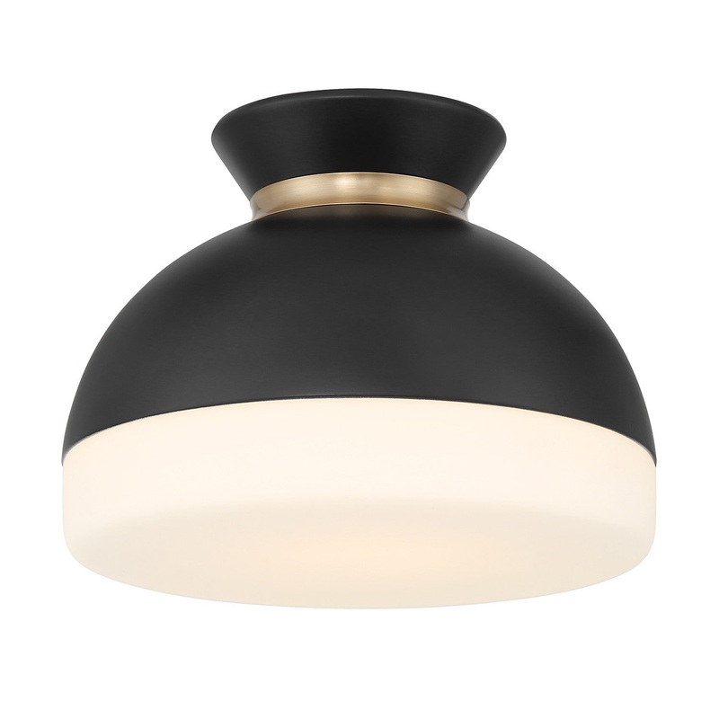 One Light Flush Mount from the Gidget Collection in Matte Black/Vibrant Gold Finish by Crystorama
