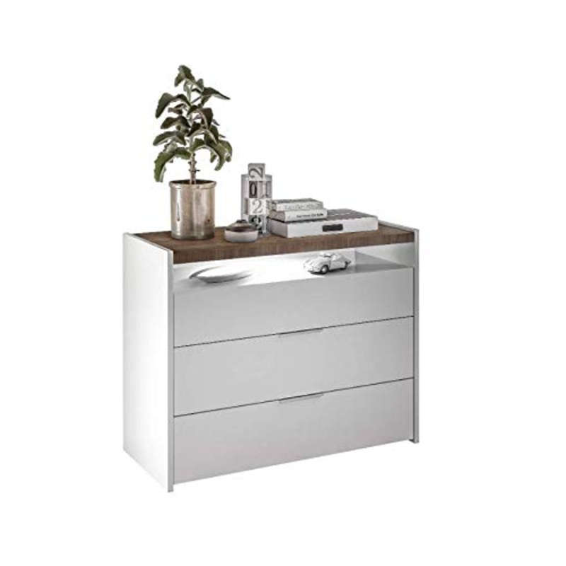 Stilprojectstore Com 3 Cassetti – Full – Bianco Opaco/Noce Dark
