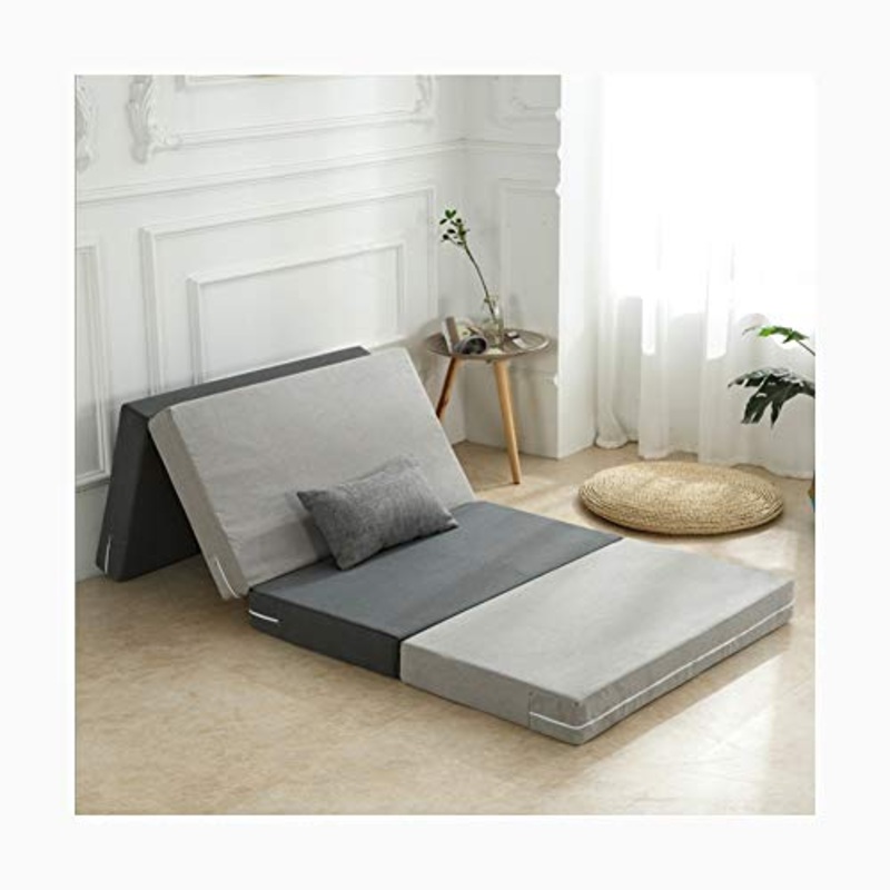 YANGLY 8 Centimetri di Spessore Materasso Pieghevole Multifunzione 4 Fold Materasso for I Giochi di Gioco, Picnic, Yoga, Tatami (Color : Striped Gray, Size : 71x79inch)