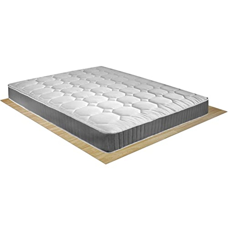 Comprarredo Materasso rigido matrimoniale a molle bonnel in acciaio temperato Panama 160×190, alto 19 cm anallergico e antiacaro in tessuto 100% cotone trapuntato bianco e fascia 3D traspirante