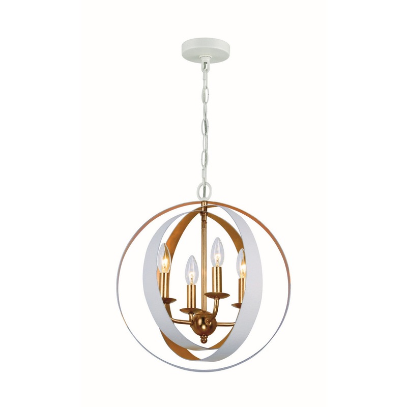 Crystorama 584-MT-GA Luna Four Light Mini Chandelier Matte White / Antique Gold