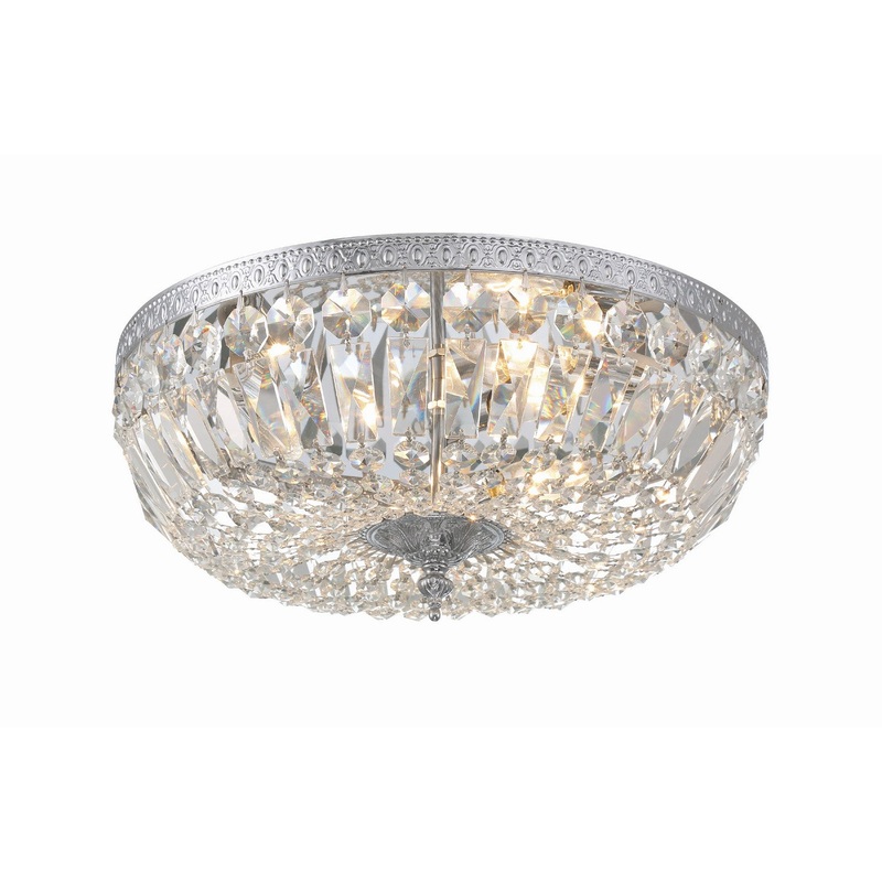 Crystorama 716-CH-CL-MWP Ceiling Mount Three Light Flush Mount Polished Chrome