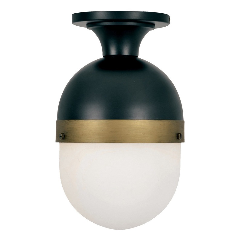 Crystorama CAP-8500-MK-TG Capsule One Light Outdoor Semi Flush Mount Matte Black / Textured Gold