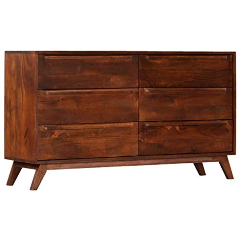 FAMIROSA Cassettiera Marrone 140x40x80 cm in Legno Massello di Mango